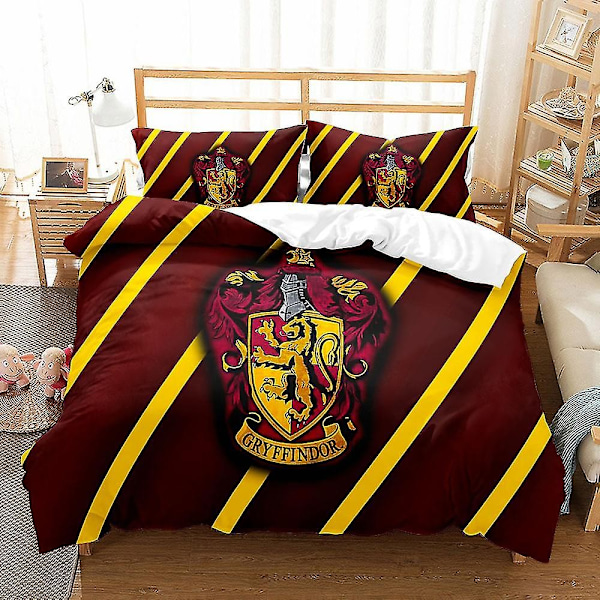 Harry Potter Griffing 3D-printet sengesett dynetrekk dynetrekk putetrekk barnegave-Perfekt UK SINGLE 135x200cm