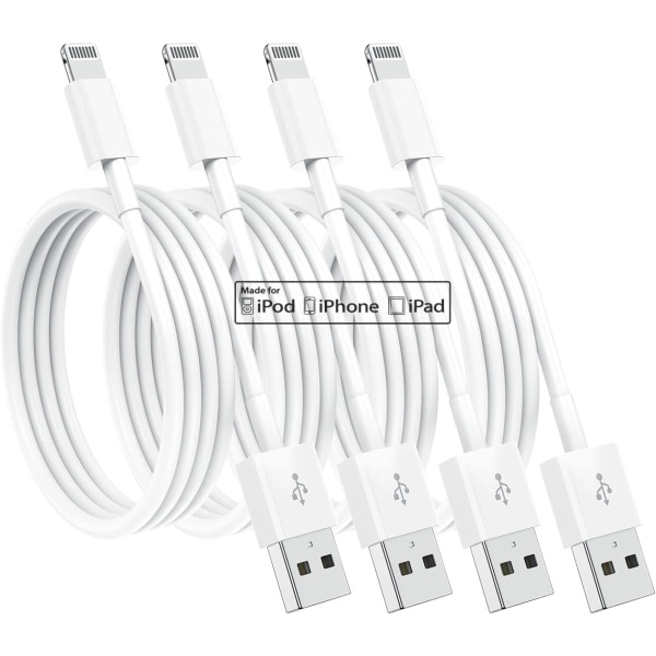 4 pakke [Apple MFi-sertifisert] Apple-ladekabel 6 fot iPhone-lader Lynrask iPhone-ladekabel for iPhone - Perfet