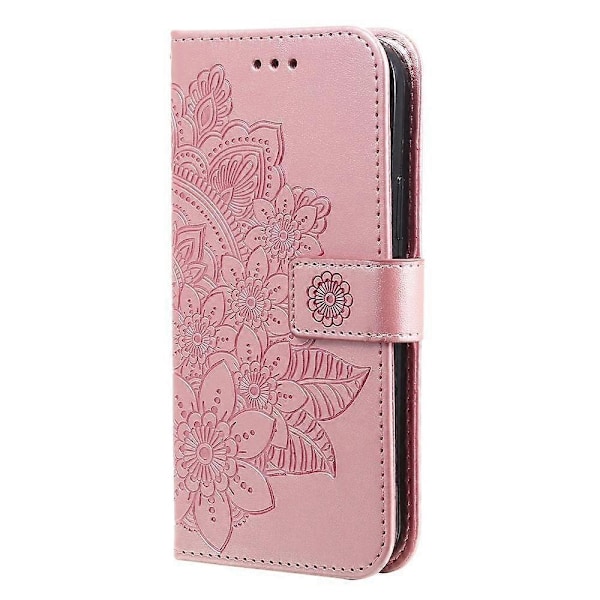 Syv-bladet Blomster Præget Læder Telefon Cover - Perfet Compatible with MotorolaMoto G35