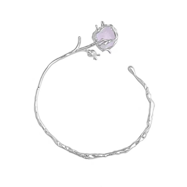 Irregular Purple Rose Armband Delicate Open Justerbar Armring - Perfet