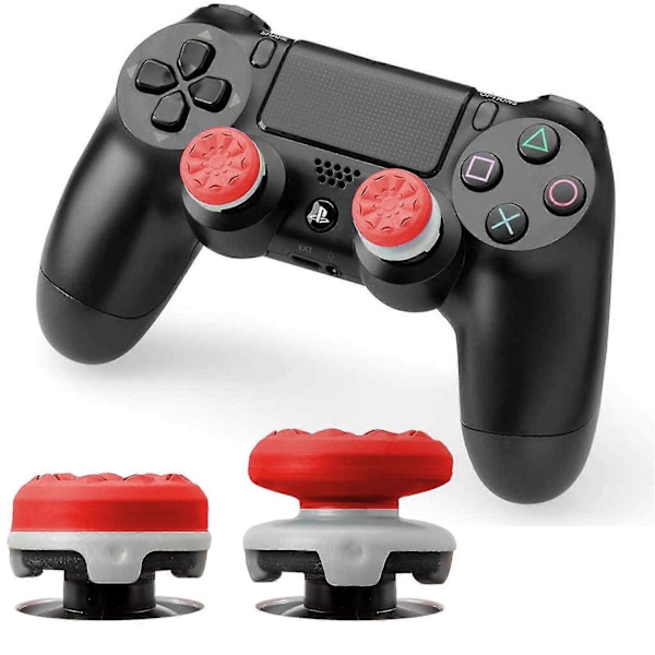 2 st Joystickgrepp för PS5 PS4-handkontroll, Silikon Tumgrepp Kåpor Skydd Analog Spak för Playstation 5, Playstation 4-handkontroll - Perfekt Red