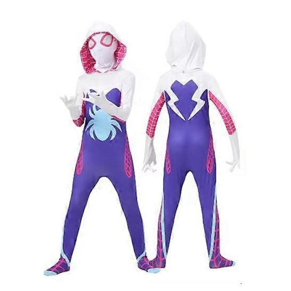 Spiderman Kostume Voksne Børn Gwen Stacy Spiderman Cosplay Superhelt Bodysuit Jumpsuit Kvinder Perfekt 120 cm
