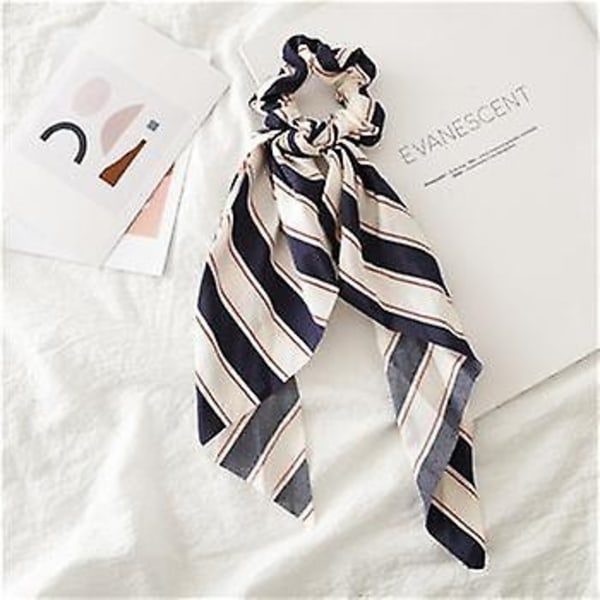 mode blommig printed Scrunchie elastiskt hårband för kvinnor hår halsduk rosett gummirep - Perfet royal blue
