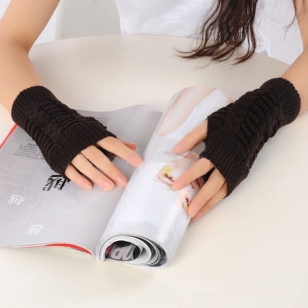 Neutraali Half Finger Gloves Winter Knitted Fingerless Gloves - Perfet Brown