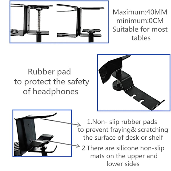 Hodetelefonstativ og skrivebordskoppholder 2-i-1 under skrivebordet metallflaske drikkeholder PC Gaming Headset Holder Krok - Perfet