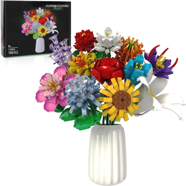 12 sorters blommor Botanisk samling, byggstenar Blomstensleksaker Creative- Perfet