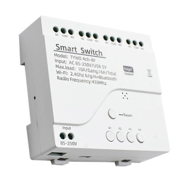 Tuya Smart Wifi Motor Switch Modul RF 433 Radio Fjernbetjening 4CH Inching Relæ til Alexa Home, 4-Perfet