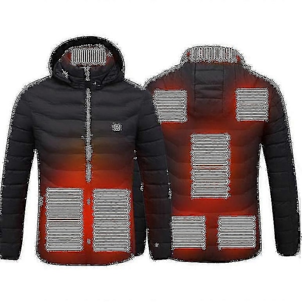 Lämmitetty takki, Talvi Ulkoilma Lämmin Sähköinen Lämmitetty Takki, 8 Lämmitysaluetta - Perfet Black 2XL