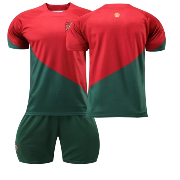 22-23 Portugali Koti #7 Ronaldo Soccer Jersey Kit Kids No Number - Perfet Inget nummer Kis 16（90-100CM）