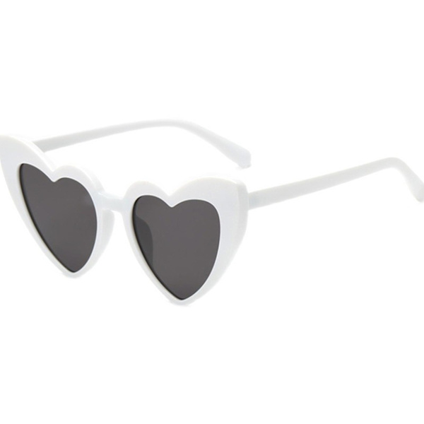 Love Solbriller Hjerteformede Flerfargede solbriller Peach Heart Morsomme solbriller for kvinner - Perfet White
