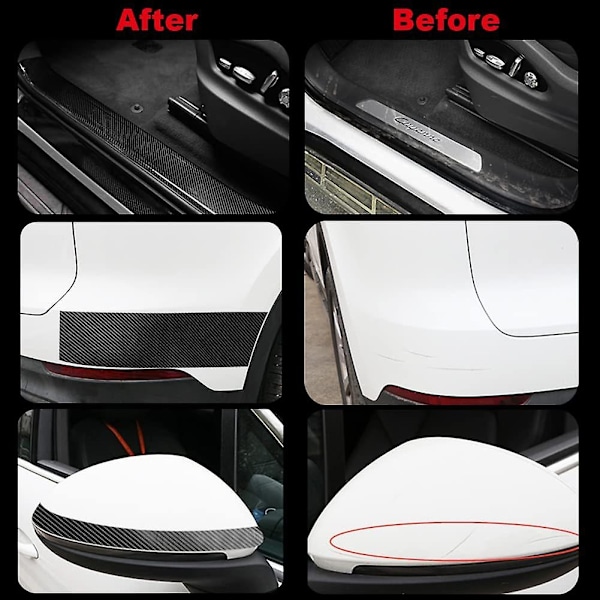 5d Carbon Fiber Tape, Anti-crash Car Protection Wrap, Dørboard Anti-stepping Vandtæt bilmærkat -- Perfet 3roll