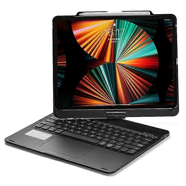Yhteensopiva iPad Air 13 (2024) / iPad Pro 12.9 (2022) / (2021) / (2020) / (2018) Trackpad-taustavalaistu näppäimistö tablettikotelolla - Perfet Black