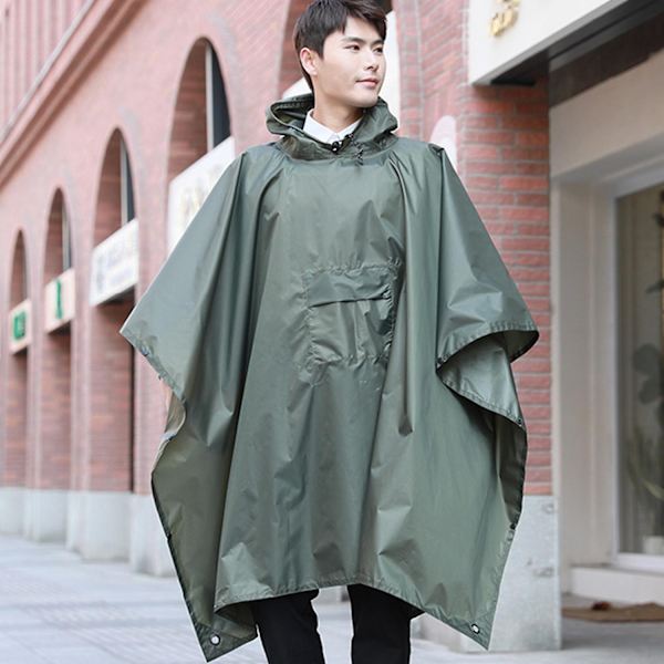 Sateenkaappi 3-in-1 Sateenviitta Vedenpitävä Poncho Aikuinen, Uusiokäyttöinen Sateenviitta Aikuinen Vedenpitävä Poncho-Perfet Green