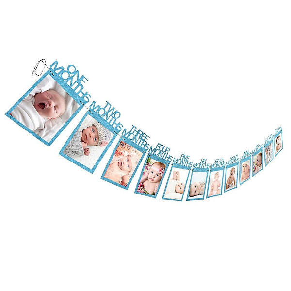 Baby 1. syntymäpäivä valokuvakansio 12 kuukauden syntymäpäivä valokuvabanneri - Perfet