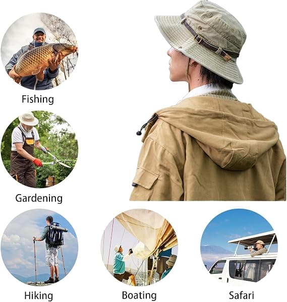Sammenfoldelig solhat til mænd, jagthat, UV-beskyttelse udendørs vandrehat, fiskerhat, khaki