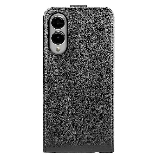 Kompatibel med R64 Textur Vertikal Flip Läder Telefonfodral-Perfet Black For Samsung Galaxy S25 Edge 5G