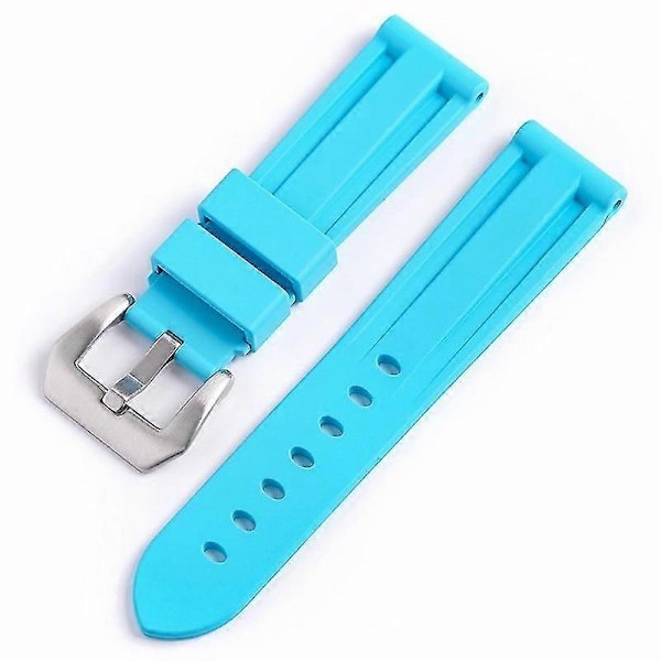 FKM Klockarmband Kompatibelt med Panerai 111 386 441 Klocka 24/22MM Rem Silverspänne-Perfet Light Blue