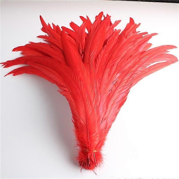 50 stk. Naturlige Kyllingehale Fjer 25-40 cm / 10-16 tommer Tøjdekoration Sceneoptræden Hanehale Fjer Plume-Perfet red 30-35cm