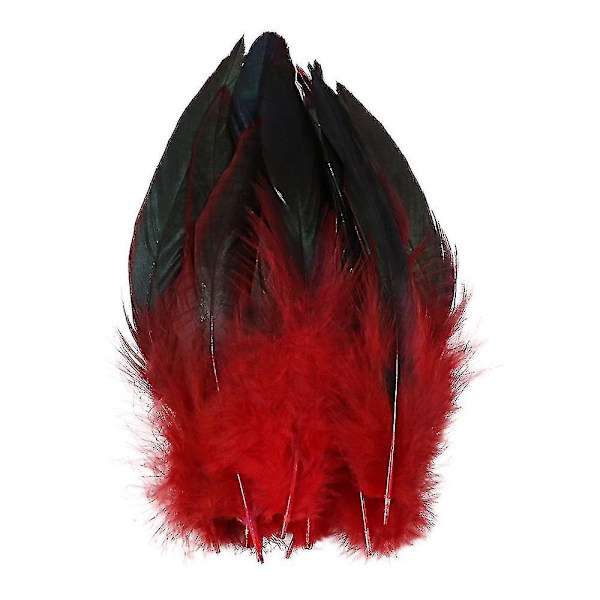 200 stk Naturlige Hanehale Fjer 13-18cm Hanefjer Sorte Fjer til Karneval Halloween Julehåndværk Dekoration-Perfet red