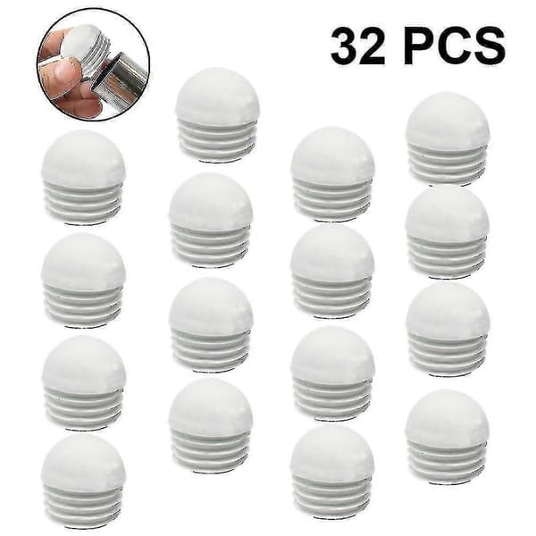 32 stk. rørplugger, runde endestykker, rør, lamellplugger - Excellence - Perfekt White 25mm