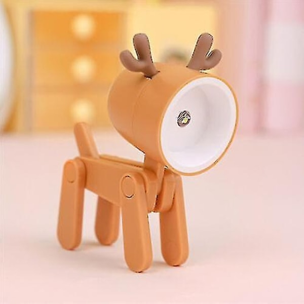 Mini Tegneserie Dyr LED Skrivebordslampe Bærbar Justerbar Sød Kæledyrs Natlampe - Perfekt orange deer