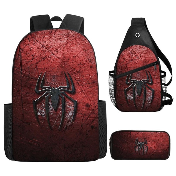 Spiderman børneskoletaske vandtæt tegneserie skoletaske grundskoletaske rygsæk i tre sæt - Perfet Style9