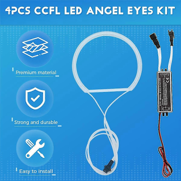 4 st Vita Strålkastare CCFL LED Angel Eyes Kit Halo Ring DRL Blinkers Ljus CCFL Strålkastarlampa Kompatibel med E36 E46 E39 E38-Perfet