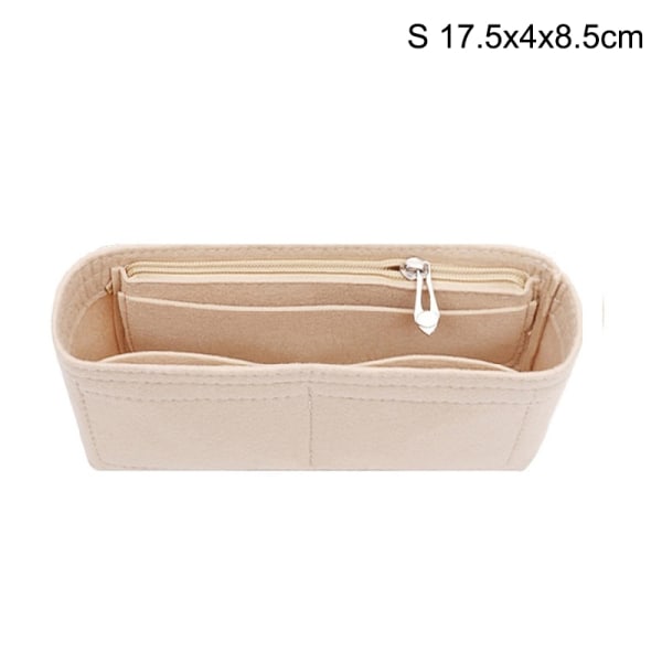 Multi-Pocket Women Insert Bag Håndtaske i filtstof - Perfet Beige S