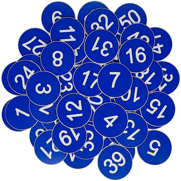 Numeroituja tunnisteita, kaiverretut numerot, avaimenperät ilman reikiä - Perfet 1-100 Blue