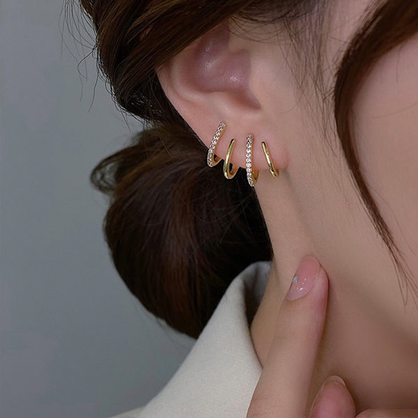Ørering Claw Ear Hook Clip Øreringe Kvinder Firkantet Indstilling - Perfet Silver