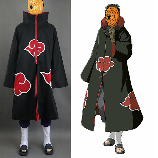 Naruto Akatsuki Tobi Uchiha Obito Robe Kappa Mantel + Hartsmask Cosplay Kostym - Perfekt XL