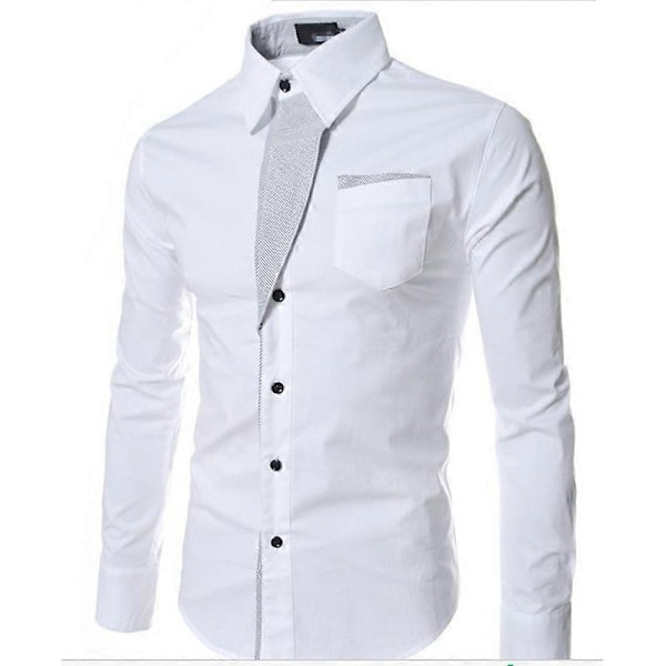 Mænds Skjorte Langærmet Casual Skjorte Langærmet Skjorte - Perfet White M