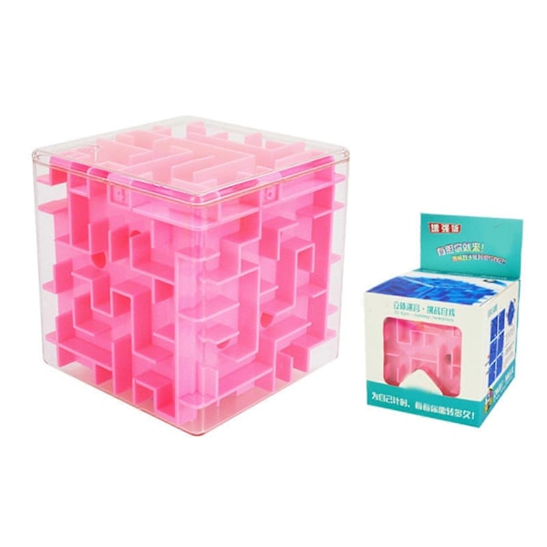 3D Labyrint Kub Brainstorm Leksaker, Labyrint Pussel Box Mind Pussel Labyrint Pussel Pedagogiska Leksaker för Studenter Tonåringar Vuxna Intelligens Träningsleksaker - Perfekt pink L-9.5cm
