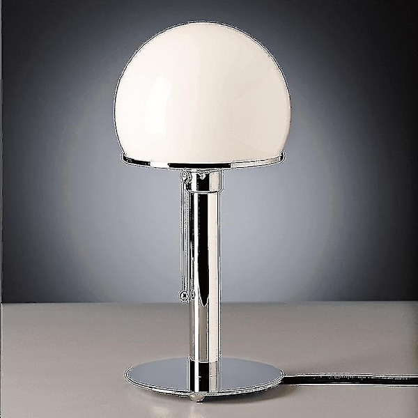 Sängbord LED-lampa Designer Bauhaus Lampa Enkel Glasbordlampa för Vardagsrum Unik Belysning Hög Kvalitet-Perfekt Silver Base EU PLUG