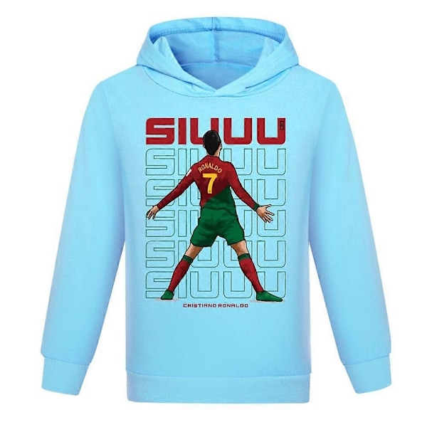 Julgåvor Cristiano Ronaldo Hoodie VM Nr. 7 Fotbollsstjärna Hoodie Flickor Pojkar Huvtröja Pullover Toppar Barn Tonåringar-Perfekt sky blue 15-16years