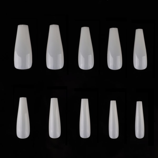 500 nagelspetsar ballerina mjölkvita lösnaglar akryltippar- Perfet