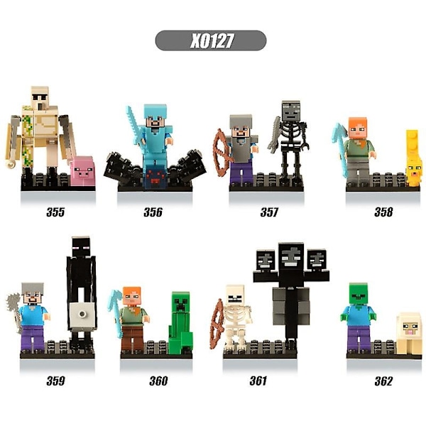 8 st Minecraft Minifigurer Byggklossar Leksaker Actionfigurer Set-Perfekt 8set