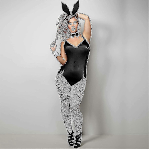Jänispuvut Naisten Alusvaatteet ja Hännän Bodysuit Cosplay Jänispuvusetti Halloween-asuiksi - Täydellinen White and Black L