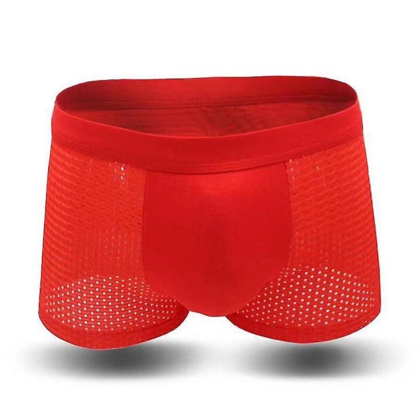 Miesten hengittävä mesh Bokserit Alusvaatteet Saumattomat alushousut - täydelliset 3XL Red