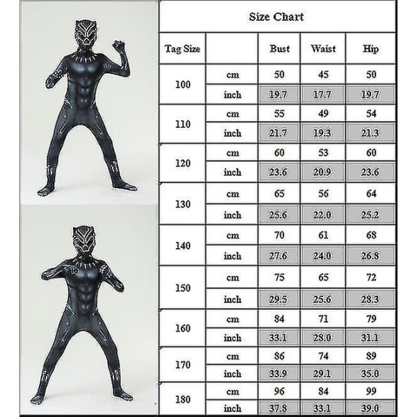 Lasten poikien Black Panther Cosplay-asu 140 180