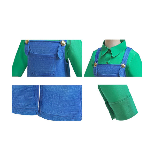 Super Mario kostym Halloween Cosplay kostym för barn Super Brothers kostym outfit - Perfet Red 140cm