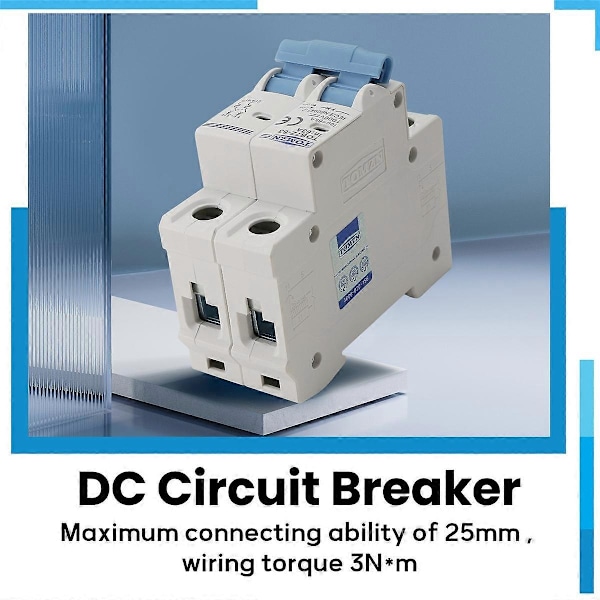 TOMZN 2P DC 1000V Solcell Mini Brytare DC MCB Brytare Kompatibel med PV System-Perfet