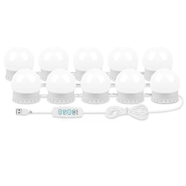 LED Vanity Lys til Spejl, Vanity Lys Stick på med 10 Dæmpbare Pærer, USB Kabel Spejl Lys til Makeup Dressing-Perfet