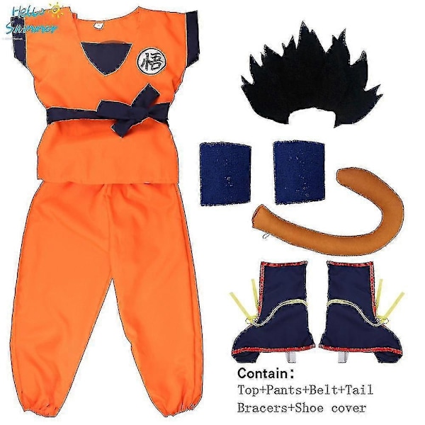 Børne- og voksenkostumer Son Goku Kostume Anime Jumpsuit H Kostume Up #YoGu-Perfet 9pcs*Wu black 180 height170*180cm *Goku
