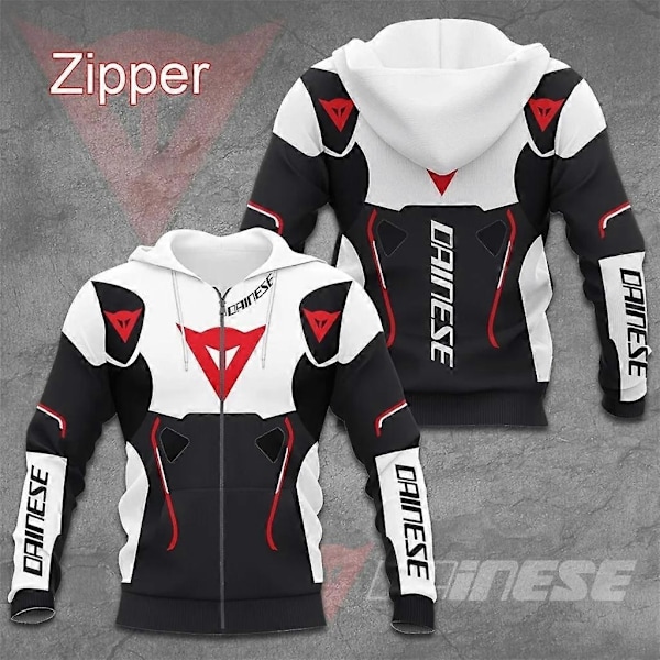 2024 Mænds Racing 3D Printet Motorcykel Design Trendy Style Hoodies og Lynlås Skjortejakker - Perfekt 1 3XL