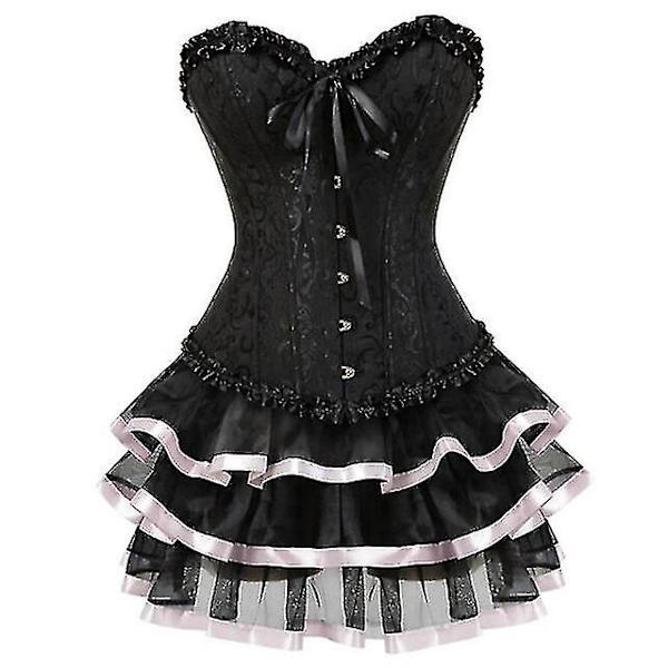 Seksikäs Korsettimekko Naisille Pluskokoinen Kostyymi Yläosa Burleske Korsetti ja Minimekkosetti Tutu Corselet-Perfet Pink XL