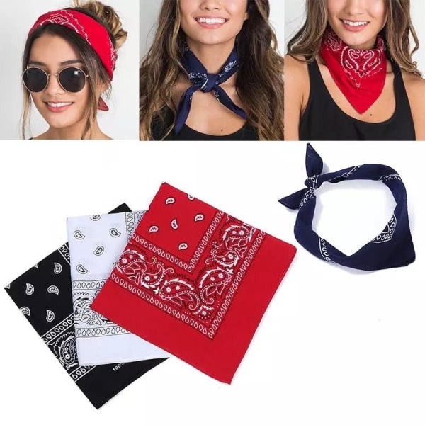 3-pack Bandana Paisley Svart, Rød, Hvit - 55x55 cm - Perfet multicolor