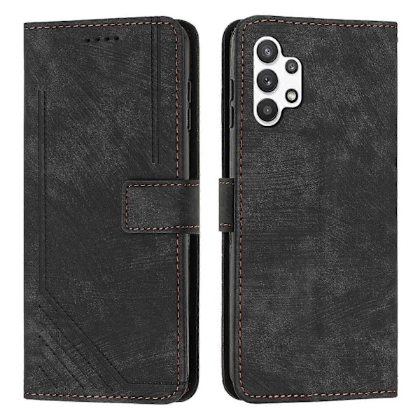 Fodral Kompatibelt med Samsung Galaxy A32 5G Magnetiskt Stänk- och Reptåligt Läder Flipfodral Kompatibelt med Samsung Galaxy A32 5G Fodral - Perfekt Black