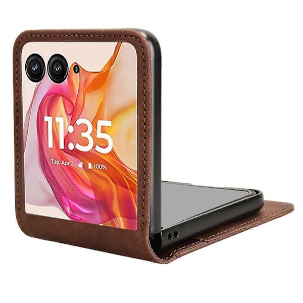 Læder Telefon Cover Kompatibel med Motorola Razr 50 Ultra-Perfet Brown