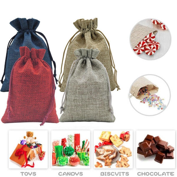 Adventskalendrar Små påsar för att fylla julens set med dragsko Återanvändbar gör-det-själv Gör din egen adventskalender
